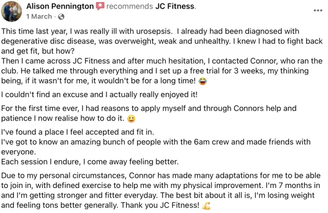JC Fitness member review 5